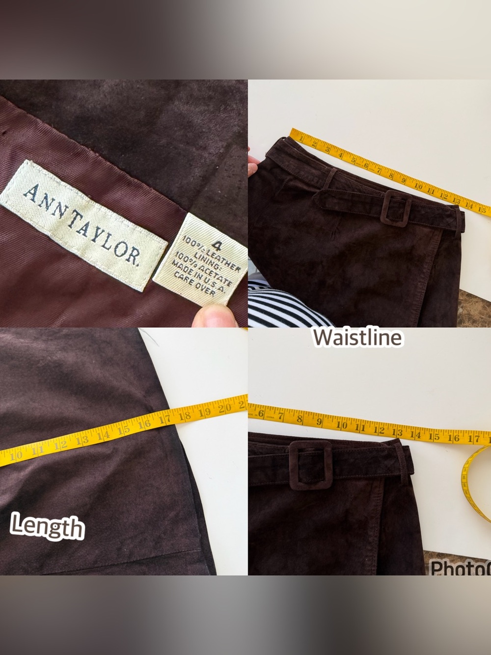 Vintage Ann Taylor Brown Leather Suede Wrap Skirt - Size 4. - Picture 15 of 15